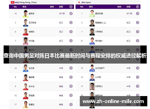 查询中国男足对阵日本比赛最新时间与赛程安排的权威途径解析